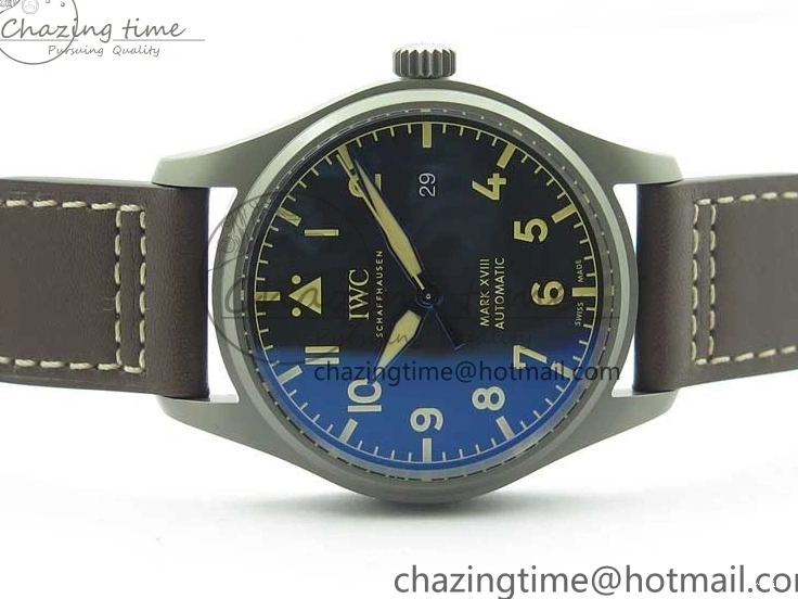 MIROTIME 0323 Mark XVIII IW327006 Titanium V7F 1:1 Best Edition Black Dial on Brown Leather Strap A Attractive 7080